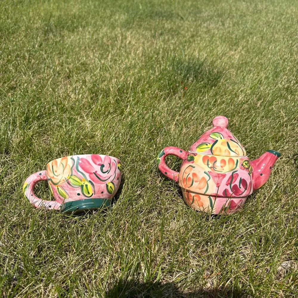 Vintage Bella Casa by Ganz ceramic stackable “tea for one” set